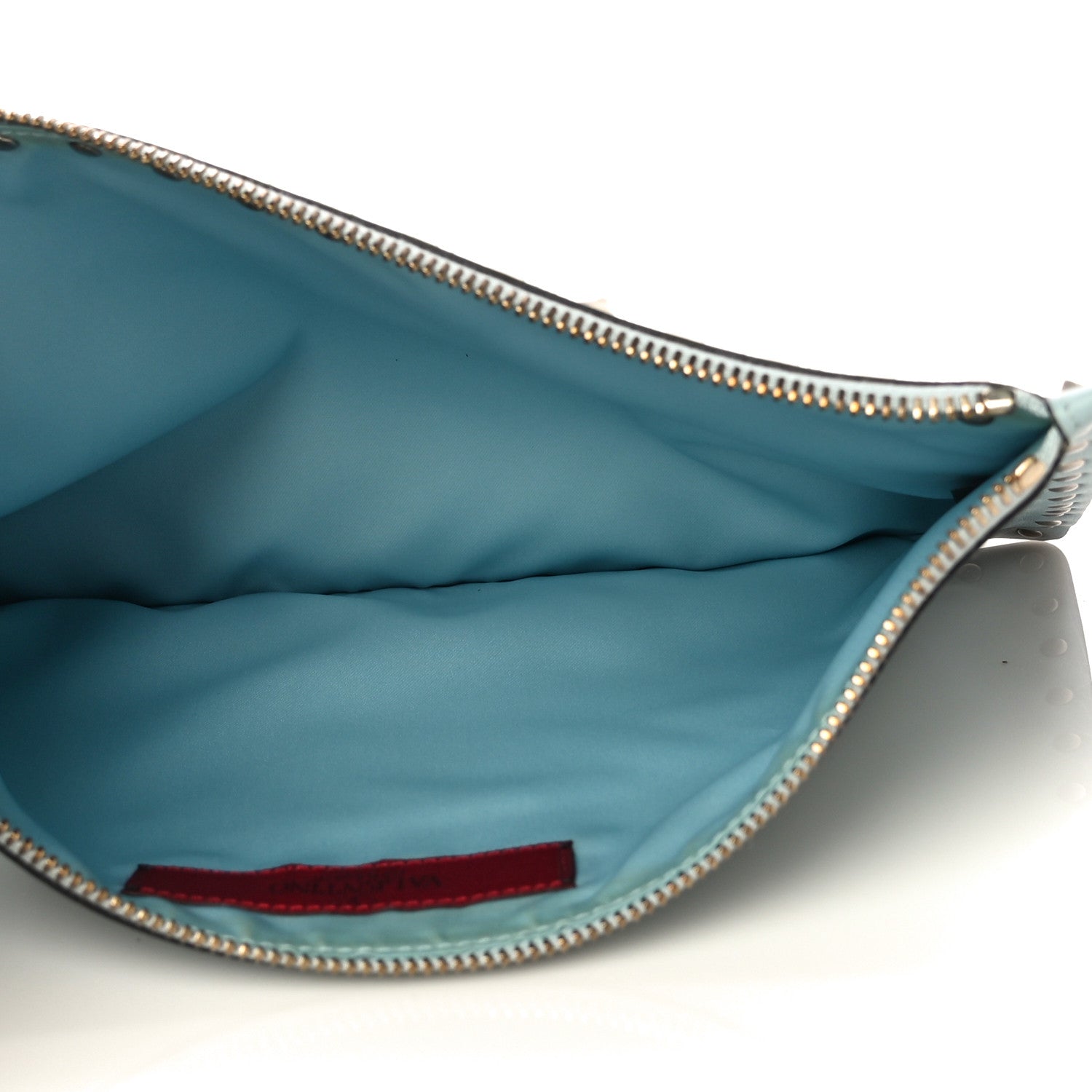 Valentino Garavani Vitello Large Rockstud Zip Pouch Sky Sorbet 5 of 11