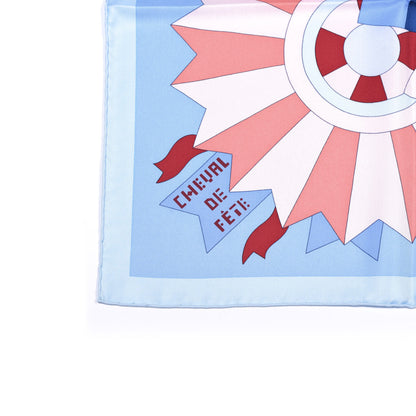 Hermes Silk Cheval de Fette Scarf 90 Bleu Ciel Vert Rose 6 of 6
