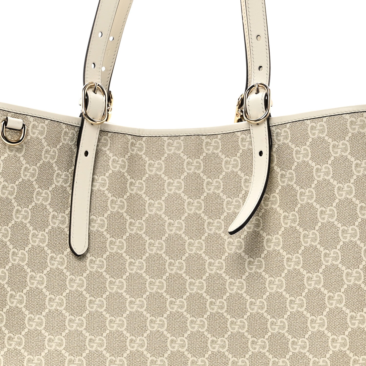 Gucci GG Supreme Monogram Emblem Large Tote Bag  Mystic White Oatmeal 8 of 11