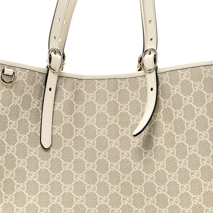 Gucci GG Supreme Monogram Emblem Large Tote Bag  Mystic White Oatmeal 8 of 11