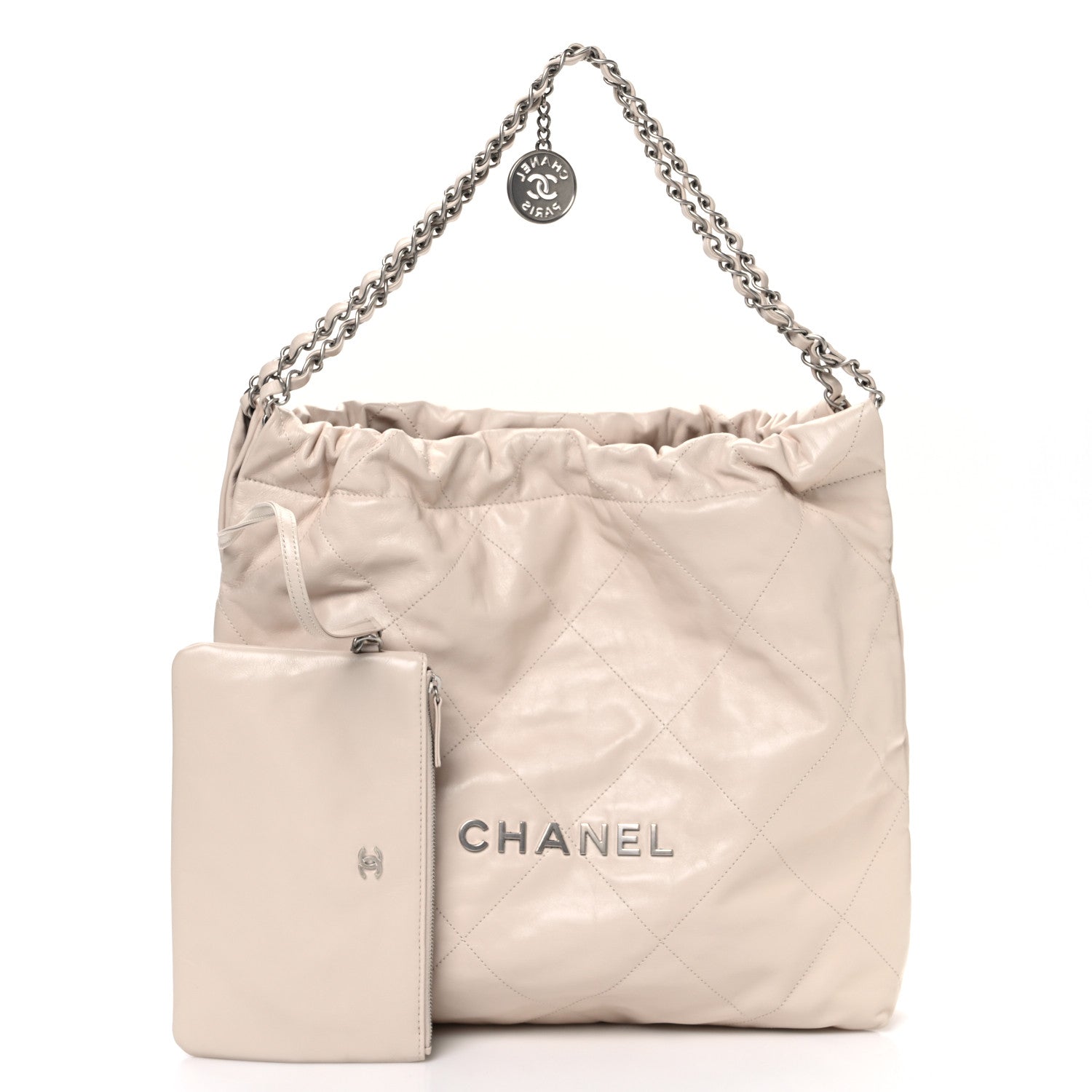 Chanel Shiny Calfskin Quilted Chanel 22 Ecru 3 of 12