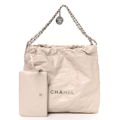 Chanel Shiny Calfskin Quilted Chanel 22 Ecru 3 of 12