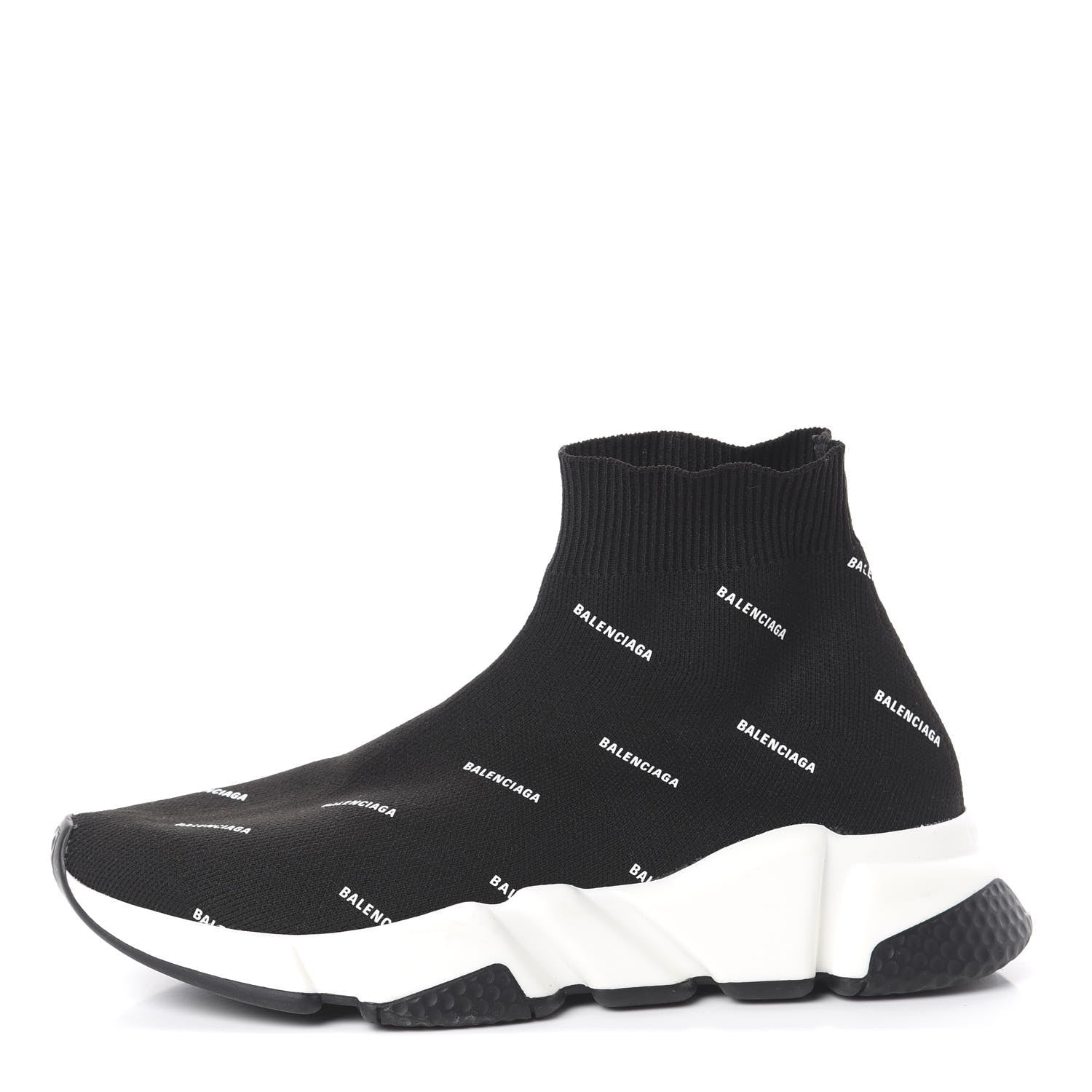 Balenciaga Neoprene Knit Allover Logo Bi-Color Sole Womens Speed Sneakers 36 Black White 1 of 6
