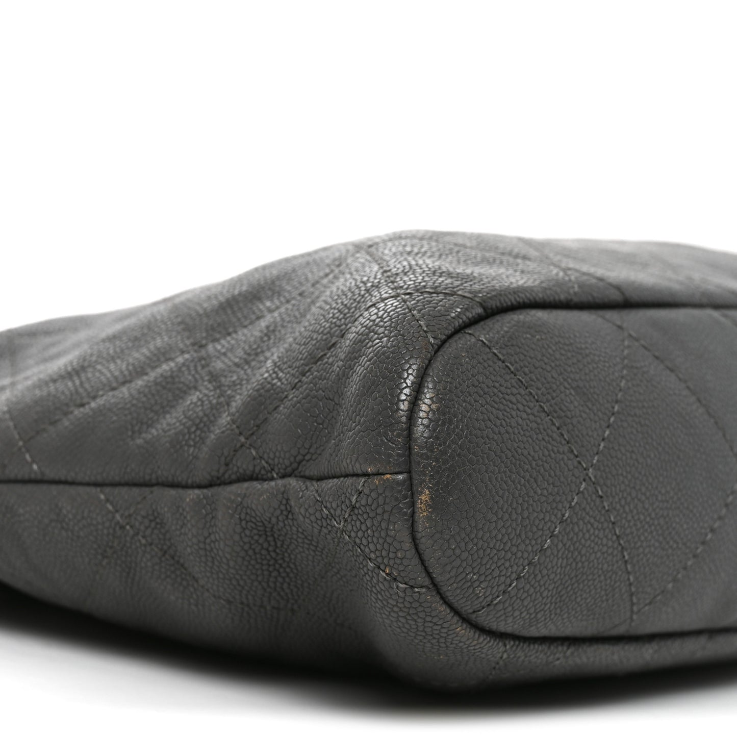 Caviar Quilted Shopping Tote Grey