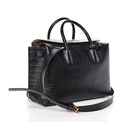 MCM Calfskin Crocodile Embossed Medium Milla Tote Black 3 of 8