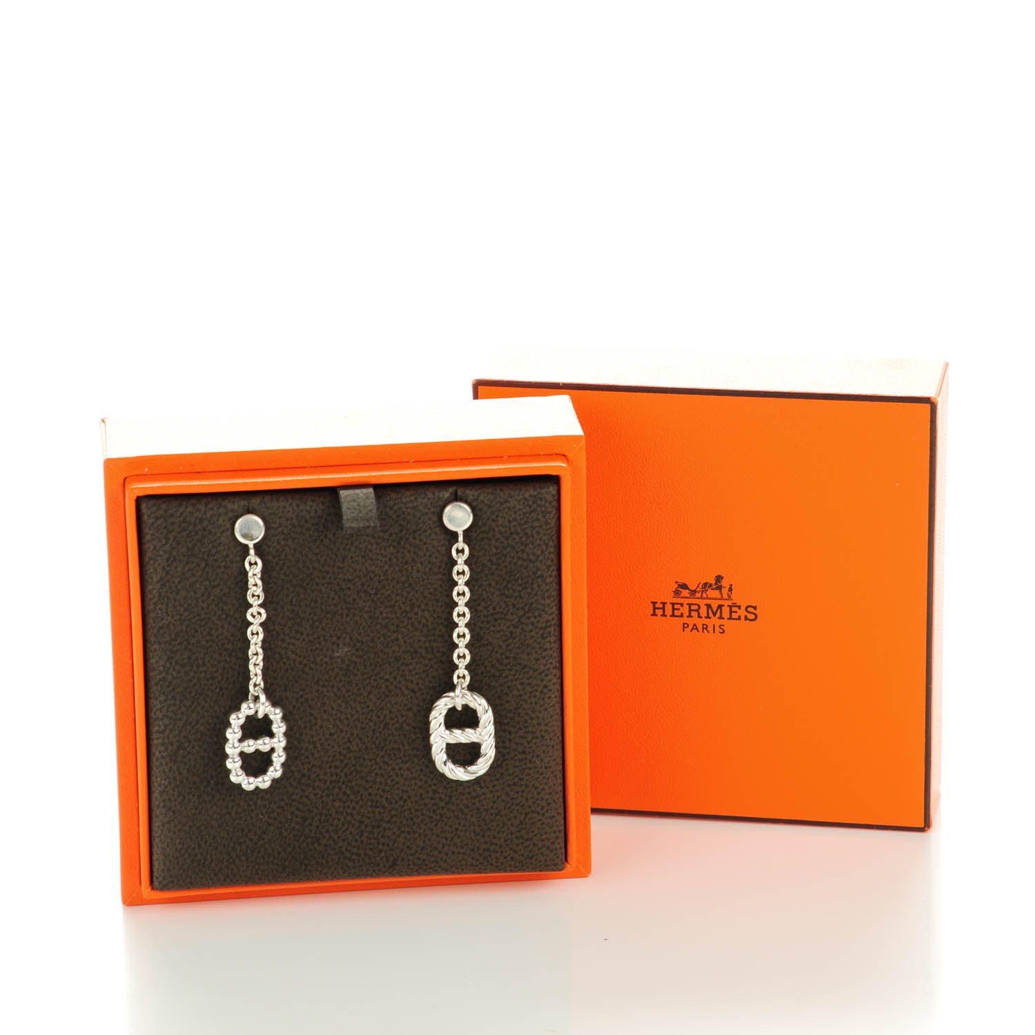 Hermes Sterling Silver Parade Drop Earrings PM 5 of 5