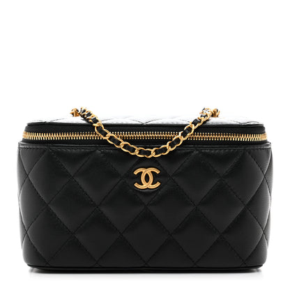Chanel Lambskin Enamel Quilted Small Coco Hearts Vanity Case With Chain Black 1 of 11