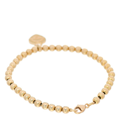 Tiffany 18K Yellow Gold 4mm Return To Tiffany Bead Heart Tag Bracelet 2 of 5
