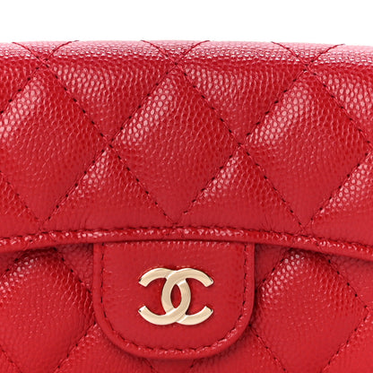 Chanel Caviar Quilted Flap Card Holder Wallet Red 9 of 12