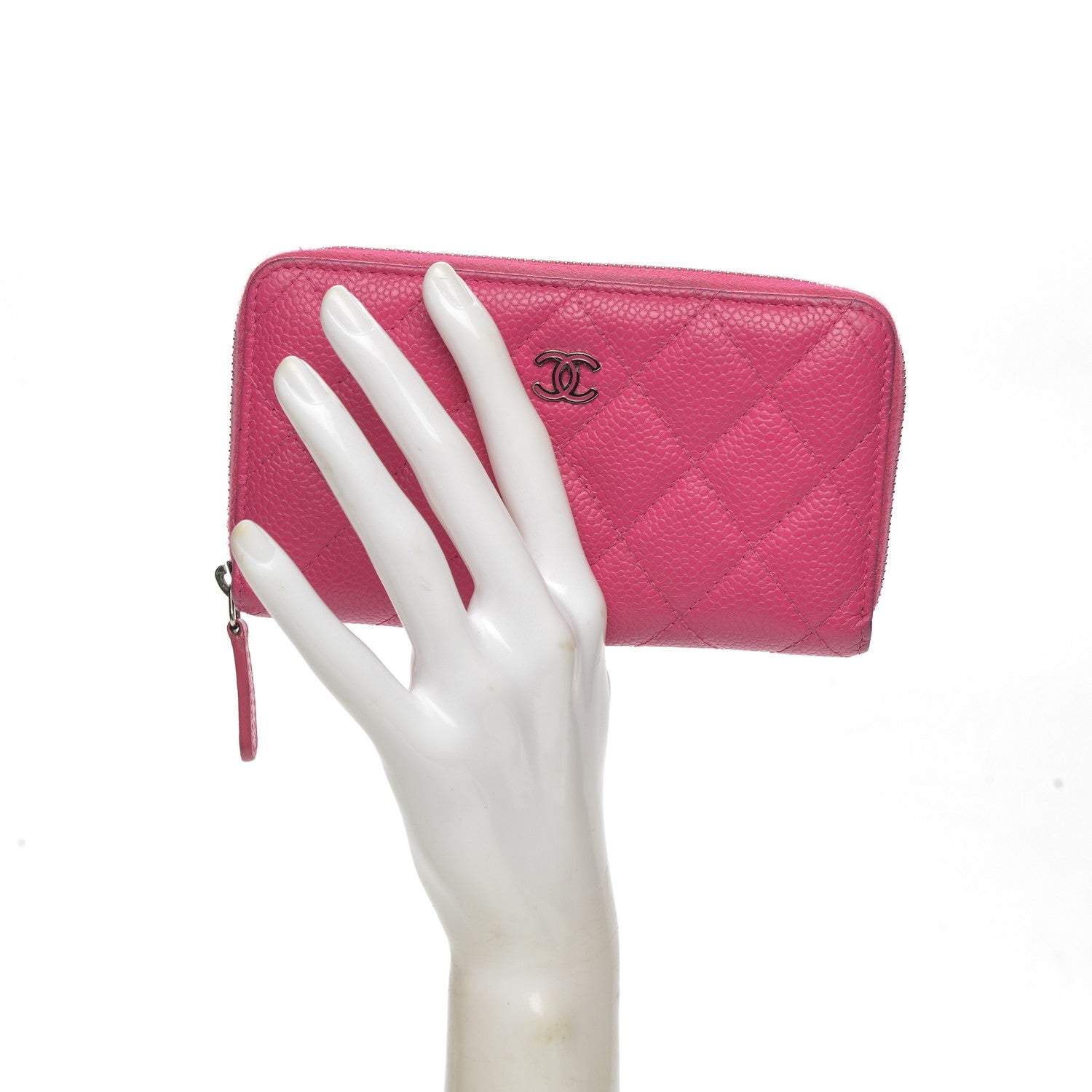 Chanel Caviar Quilted Small Zip Around Wallet Pink 2 of 11