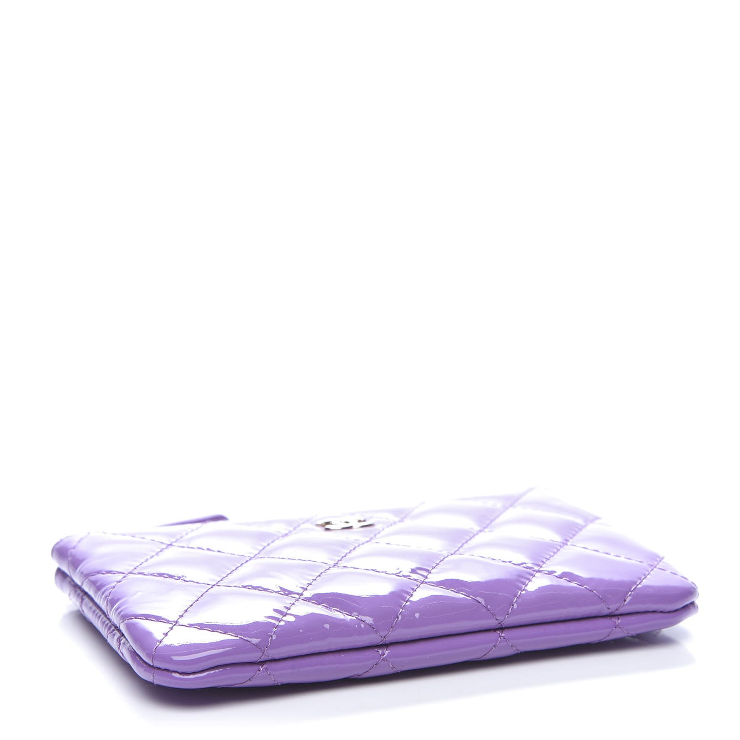 Patent Quilted Small Cosmetic Case Purple