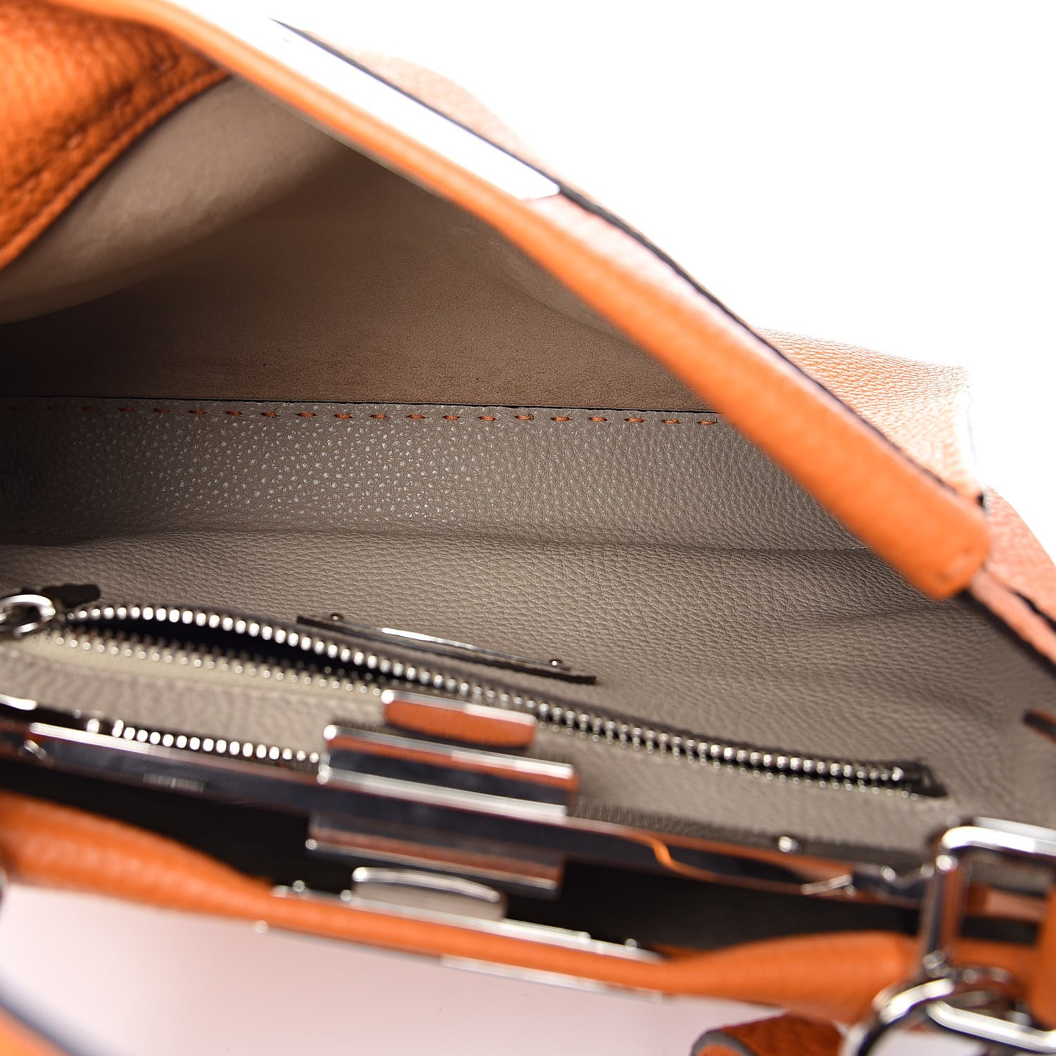 Fendi Cuoio Romano Selleria Bi-Color Medium Peekaboo Iconic Satchel Orange Stone 5 of 10
