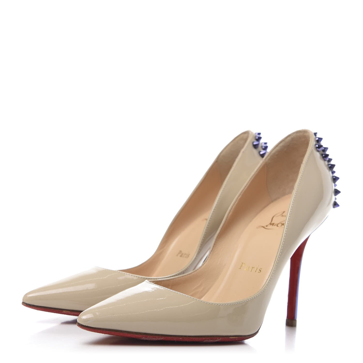 Christian Louboutin Patent Studded Zappa 100 Pumps 36 Beige 3 of 15