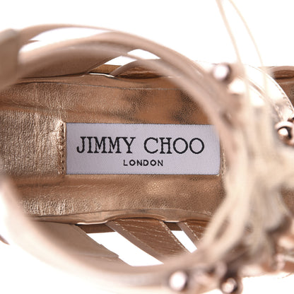 Jimmy Choo Metallic Mirror Calfskin Gigi Lace Up Sandal 37 Tea Rose 8 of 8