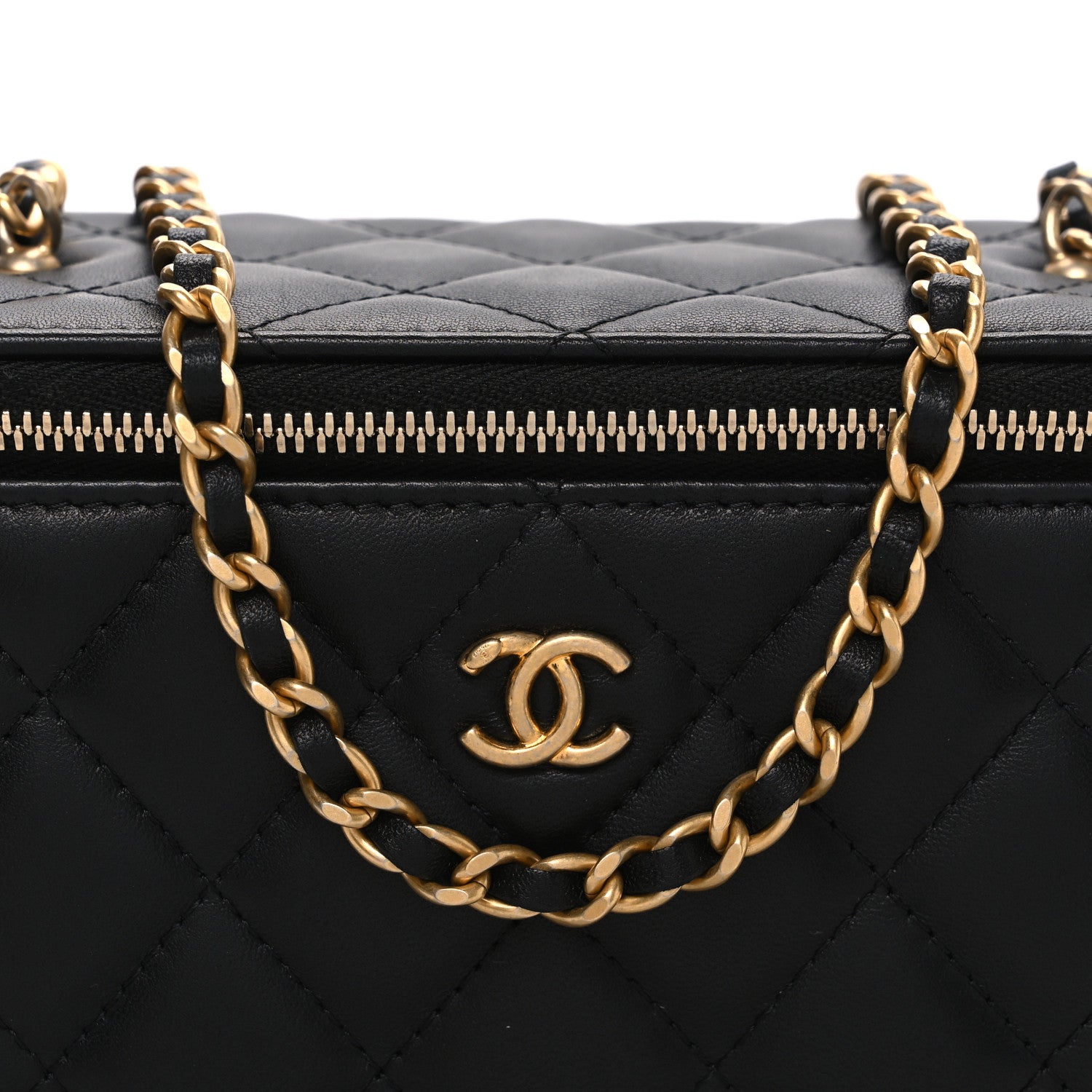 Chanel Lambskin Quilted Pearl Crush Small Vanity Case With Chain Black 8 of 10