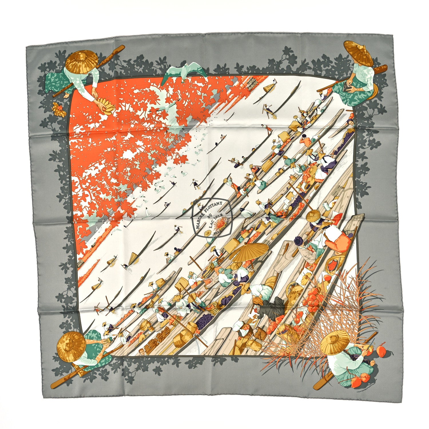Hermes Silk Marche Flottant du Lac Inle Scarf 90 1 of 6