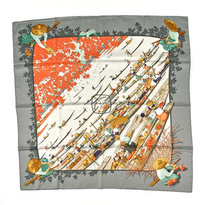 Hermes Silk Marche Flottant du Lac Inle Scarf 90 1 of 6