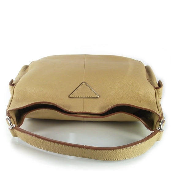 Vitello Daino Buckle Shoulder Bag Sabbia