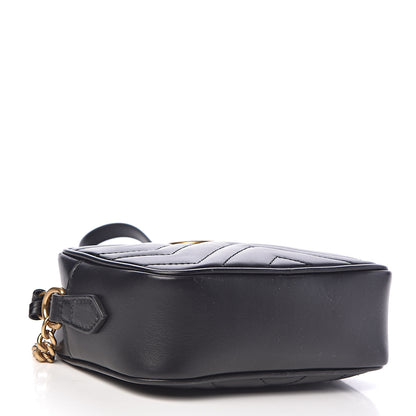 Gucci Calfskin Matelasse Mini GG Marmont Chain Shoulder Bag Black 4 of 10