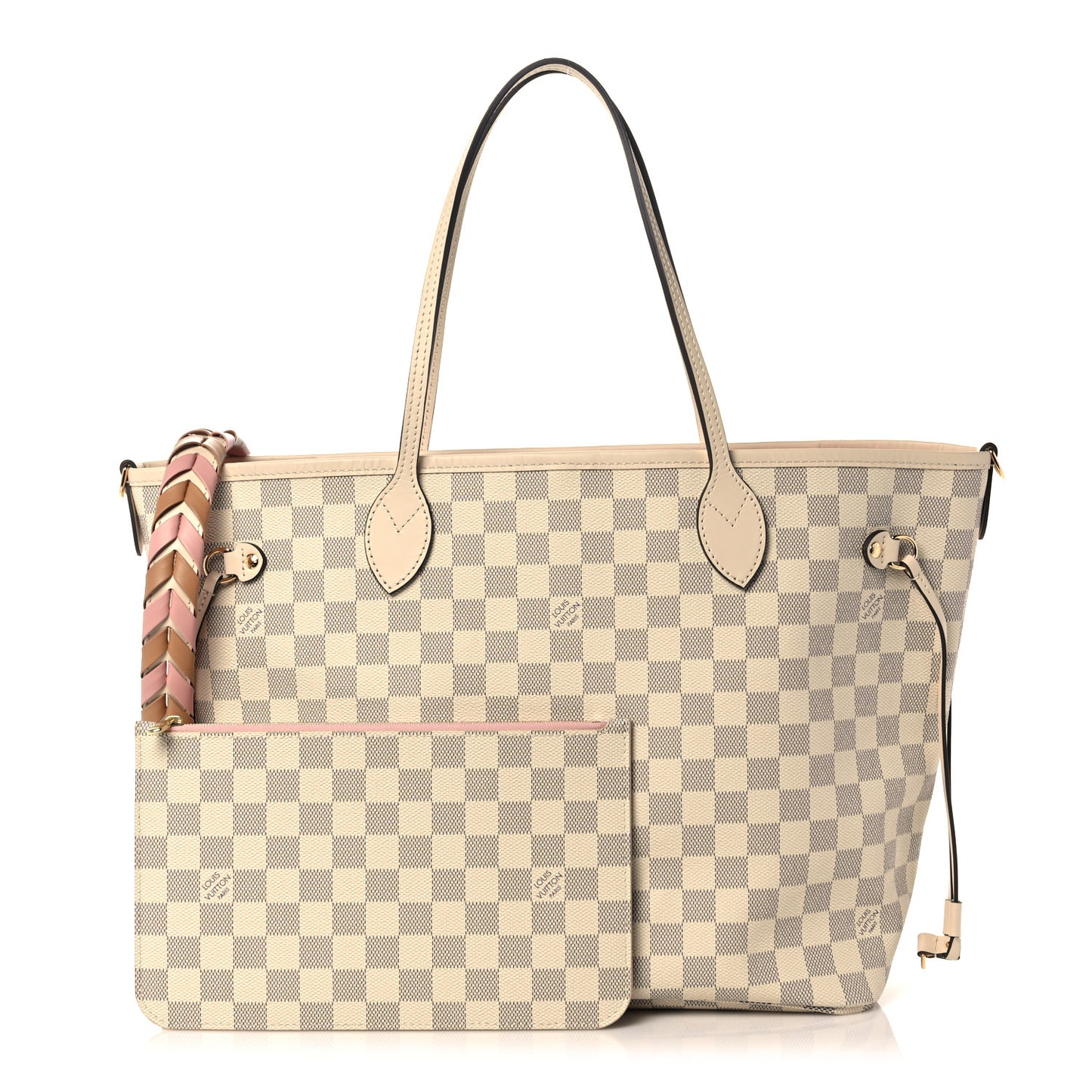 Damier Azur Braided Neverfull MM Pink