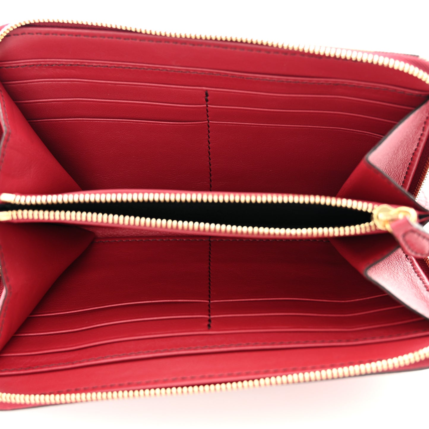 Grainy Calfskin House Check Elmore Zip Around Wallet Russet Red