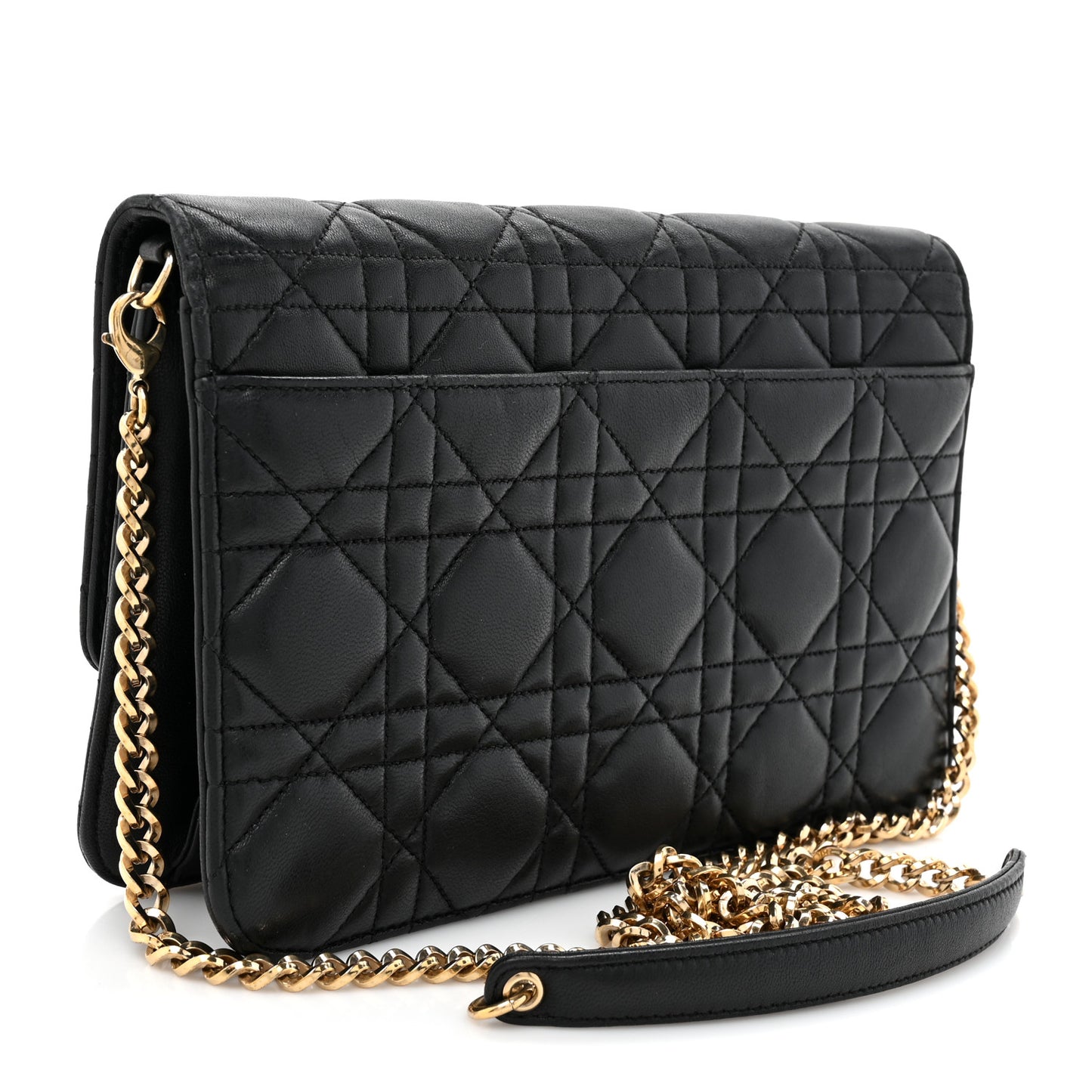 Lambskin Cannage Miss Dior Promenade Pouch Black