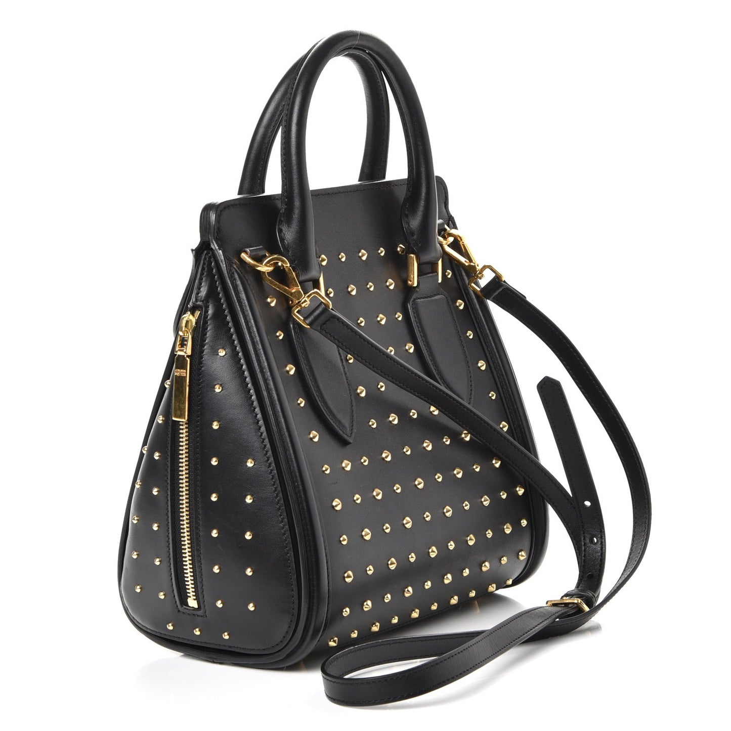 Calfskin Studded Small Heroine Black