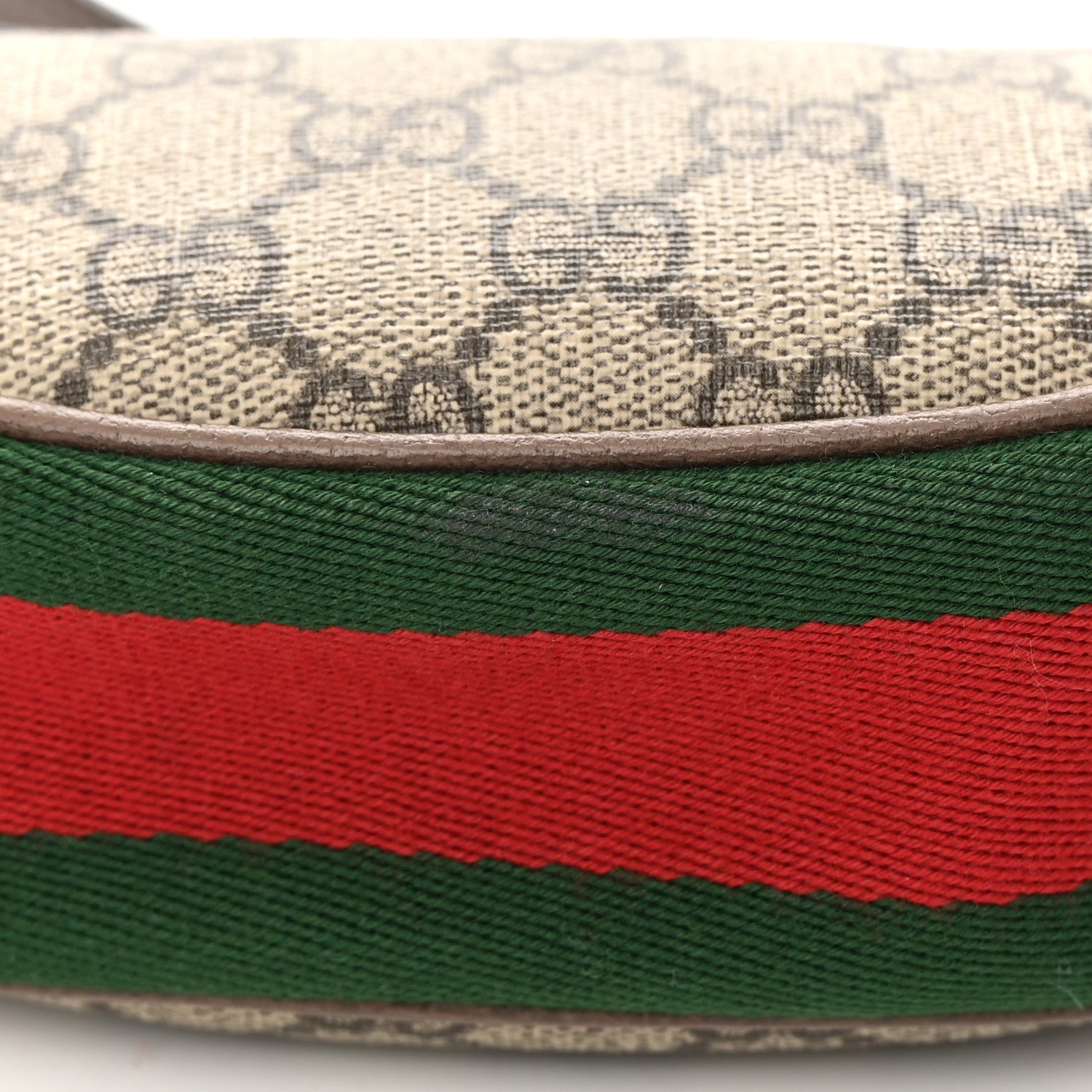 Gucci GG Supreme Monogram Textured Calfskin Web Mini Ophidia Half Moon Hobo Beige Ebony New Acero 16 of 19