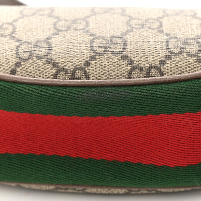 Gucci GG Supreme Monogram Textured Calfskin Web Mini Ophidia Half Moon Hobo Beige Ebony New Acero 16 of 19