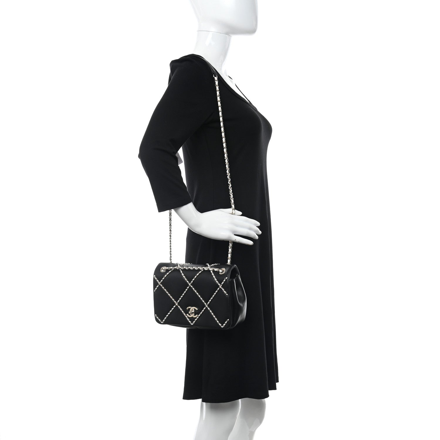 Chanel Lambskin Small Entwined Chain Flap Black 2 of 11