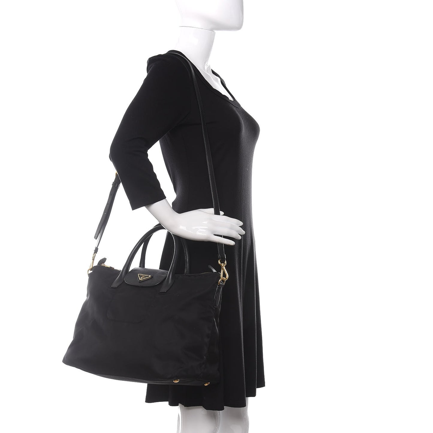 Tessuto Nylon Saffiano Tote Black