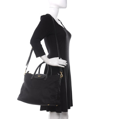 Prada Tessuto Nylon Saffiano Tote Black 2 of 9