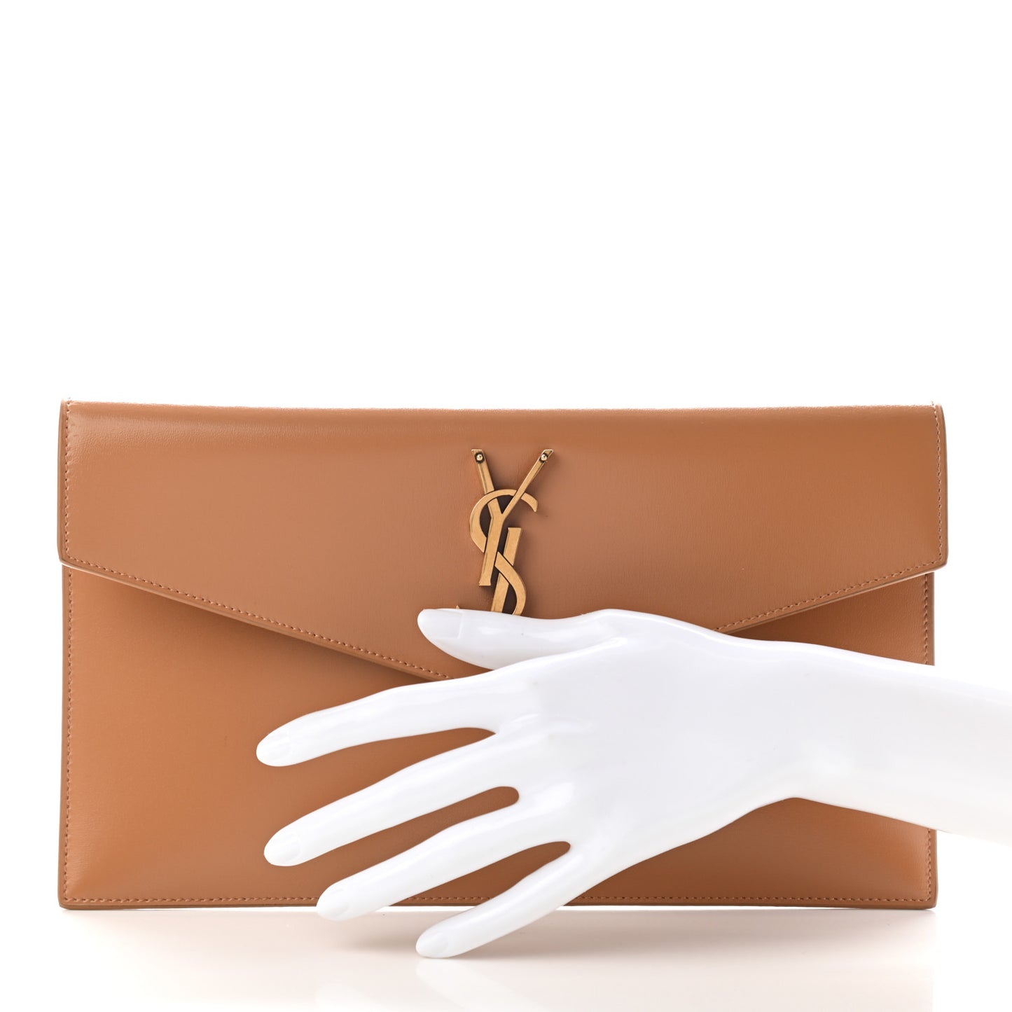 Smooth Shiny Calfskin Medium Uptown Pouch Dune