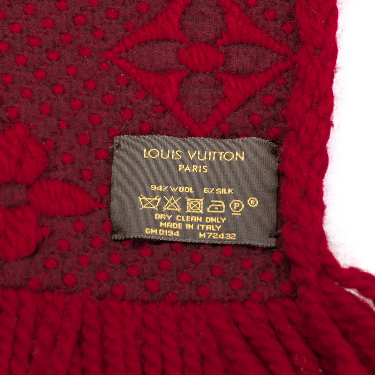 Louis Vuitton Wool Silk Logomania Scarf Rubis 4 of 4