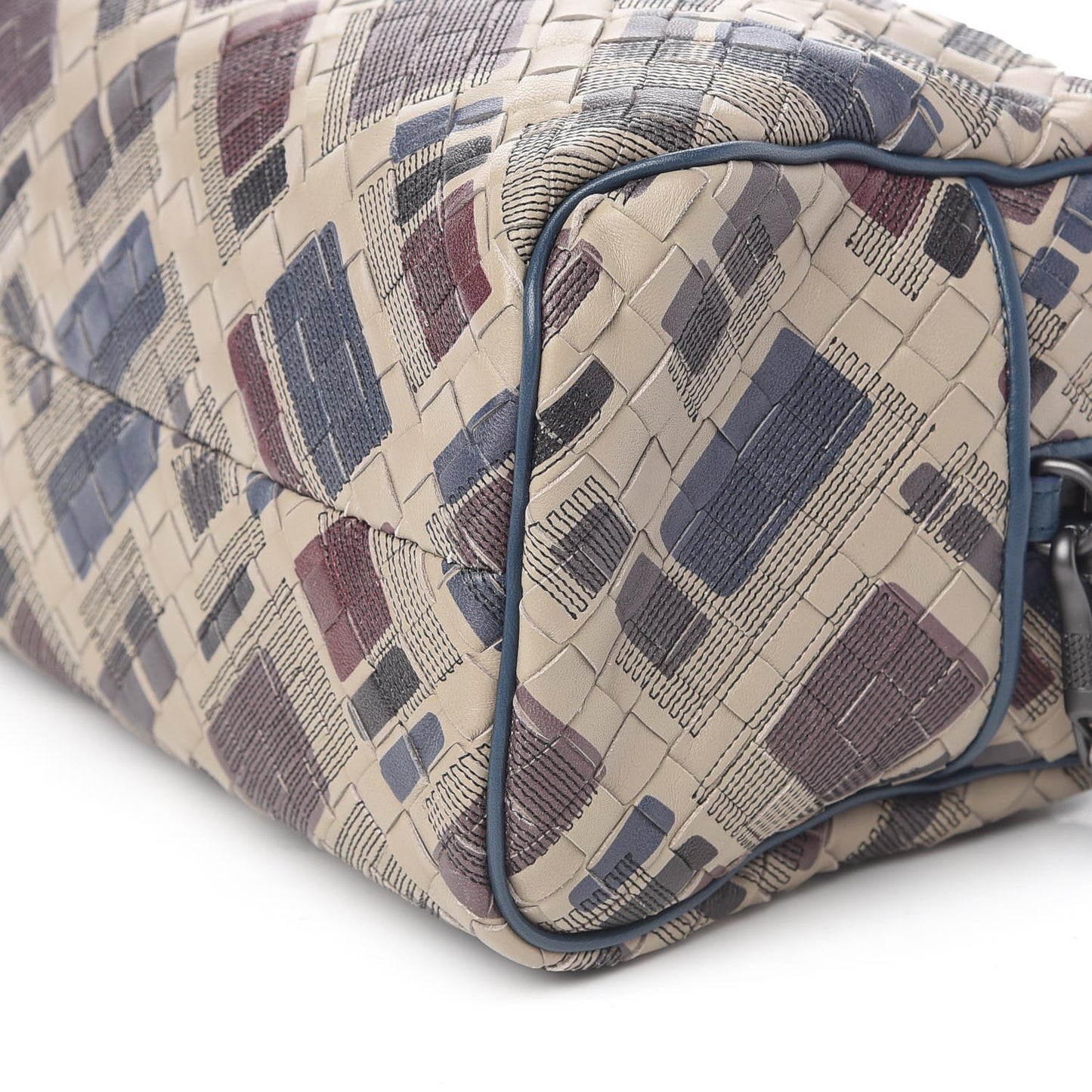 Nappa Intrecciato Stitched Mini Boston Beige Blue Multicolor