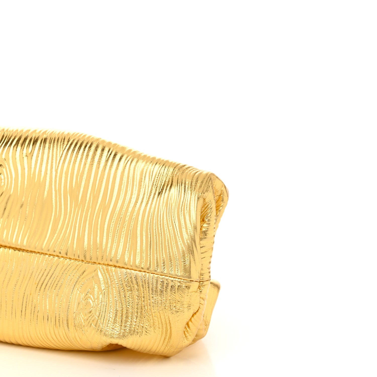 Bottega Veneta Metallic Bark Calfskin Embossed The Pouch Oversized Clutch Oro 10 of 10