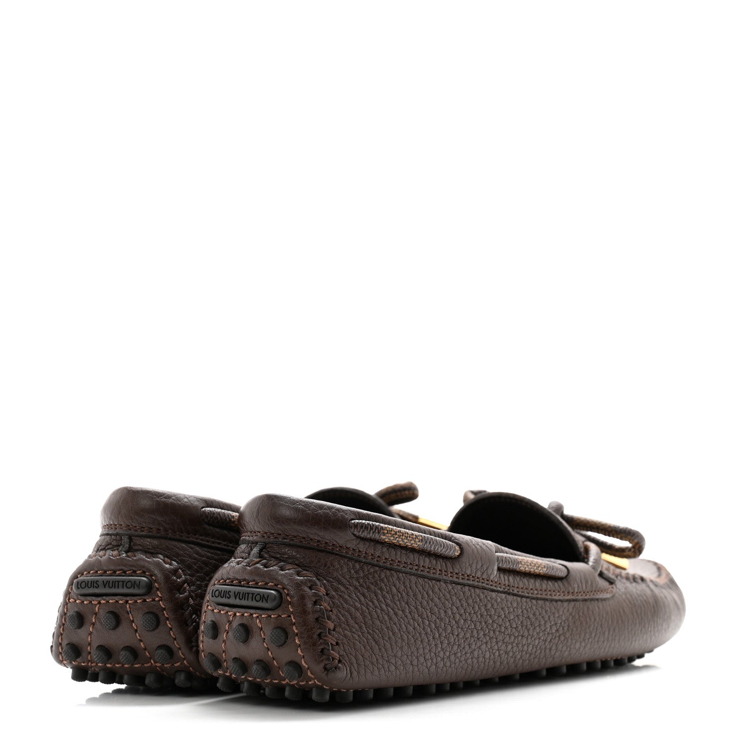 Louis Vuitton Calfskin Mens Arizona Car Shoe Moccasin Loafers 37.5 Brown 4 of 9