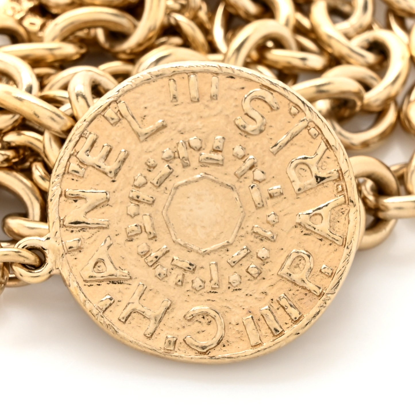 Medallion CC Chain Belt Gold