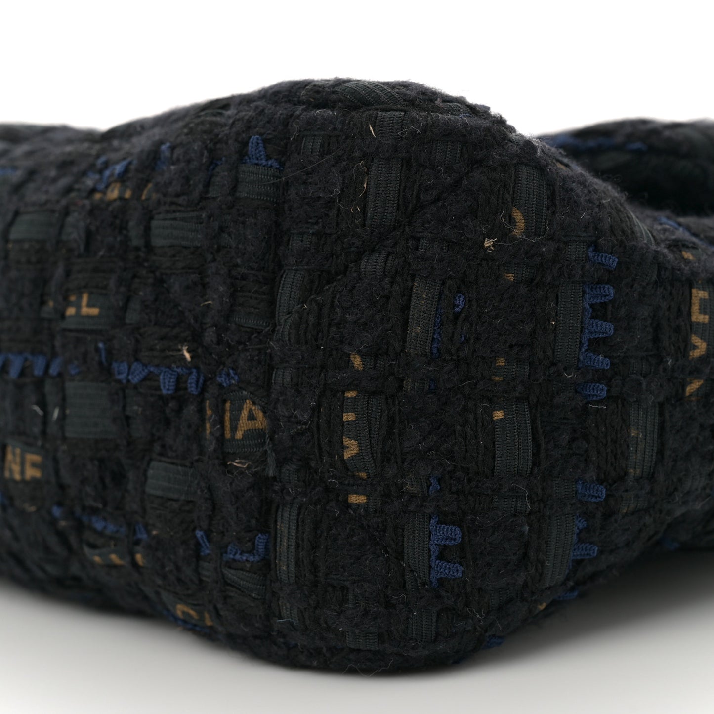 Tweed Quilted Large Chanel 19 Flap Black Navy Gold