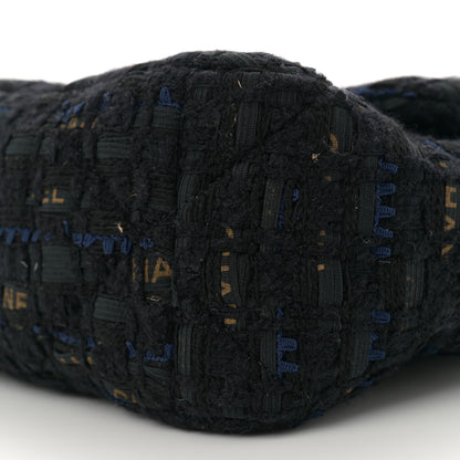 Chanel Tweed Quilted Large Chanel 19 Flap Black Navy Gold 10 of 12
