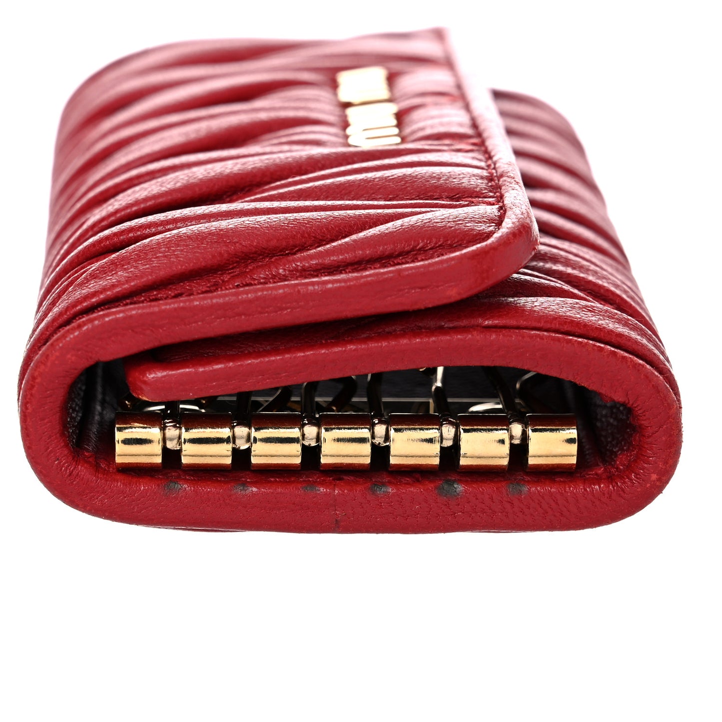 Nappa Matelasse Flap Card Holder Key Ring Fuoco