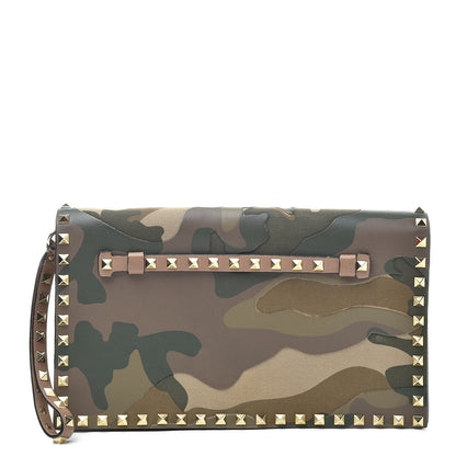 Valentino Garavani Nappa Canvas Camouflage Rockstud Wristlet Clutch Multicolor 1 of 11