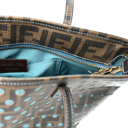 Fendi Zucca Spalmati Vitello FF Mini Roll Tote Tobacco Pavone 6 of 13