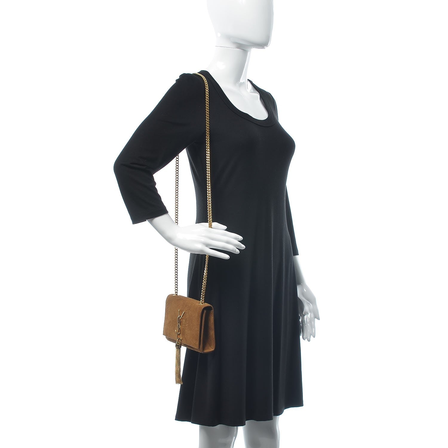 Saint Laurent Suede Small Classic Monogram Kate Tassel Satchel Light Ochre 2 of 8