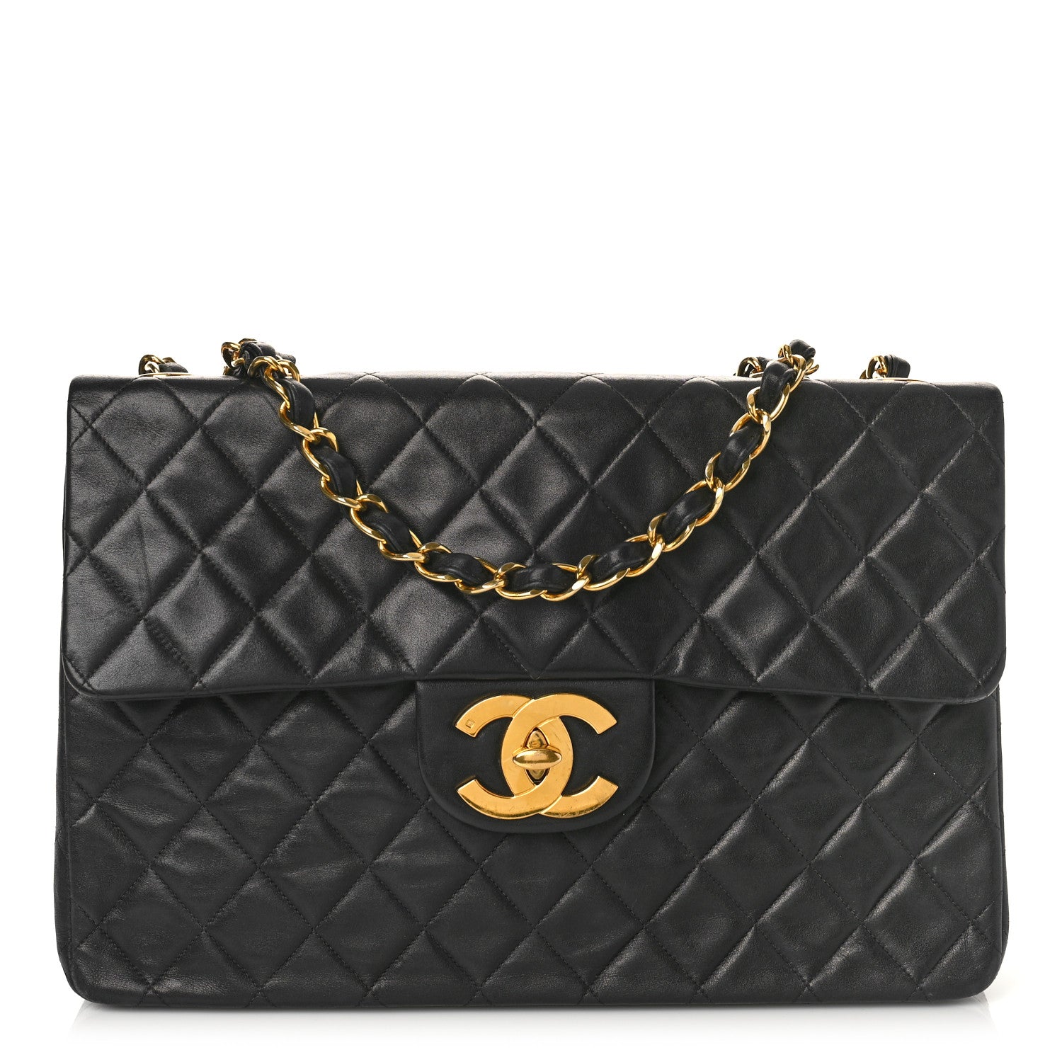 Chanel Lambskin Quilted XL Jumbo Single Flap Black 1 of 14