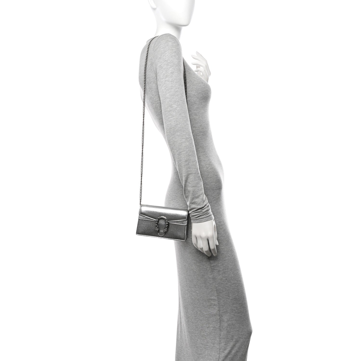 Gucci Metallic Calfskin Super Mini Dionysus Shoulder Bag Silver 2 of 10