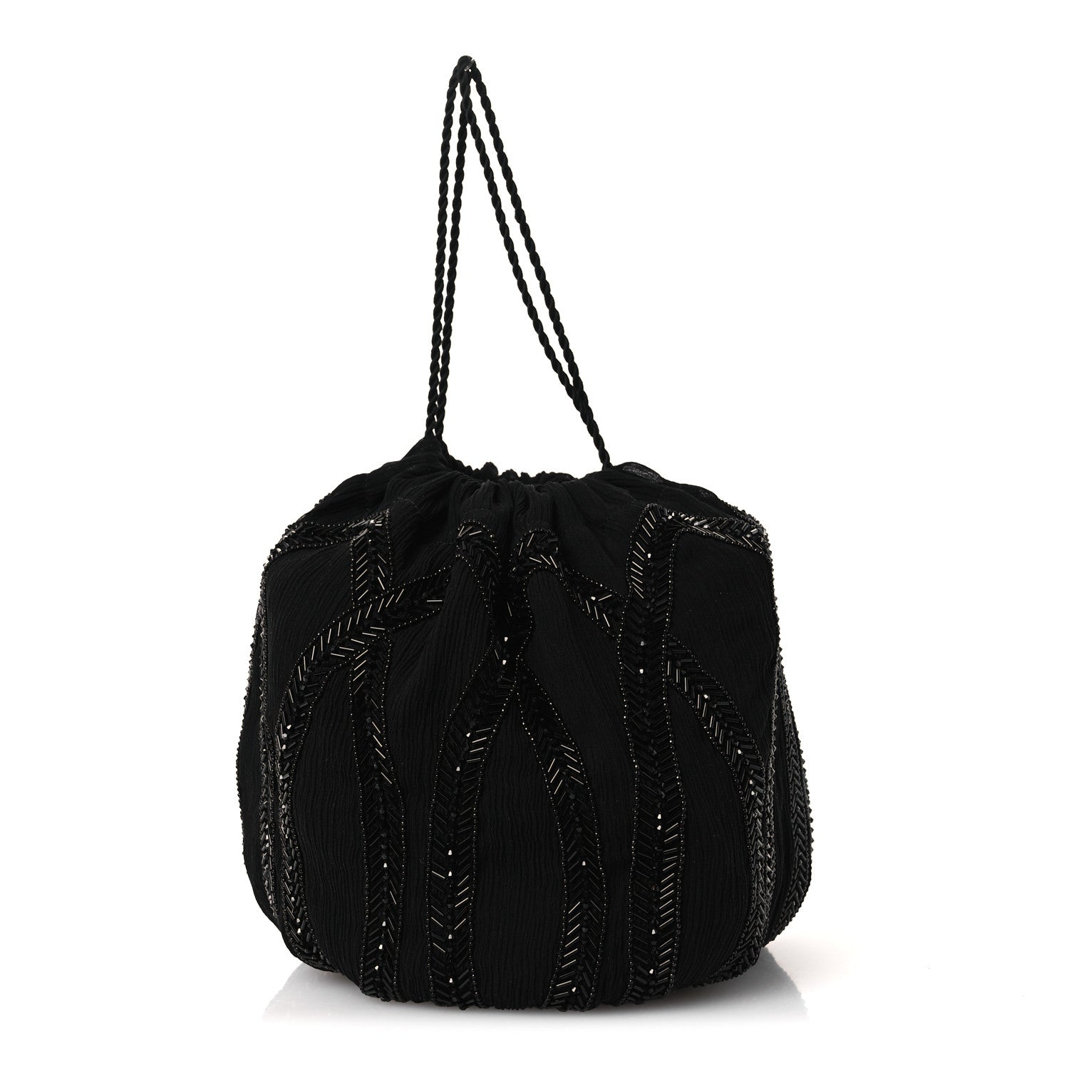 Saint Laurent Chiffron Beaded Pochon Souple Bag Black 1 of 10