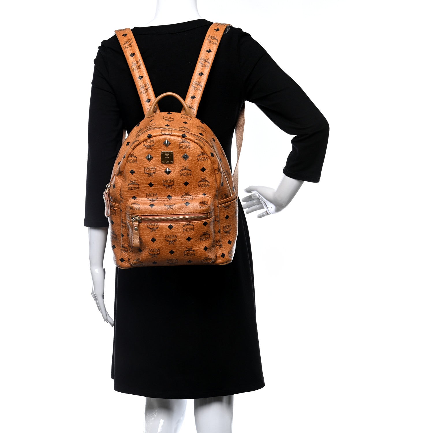 MCM Visetos Small Sprinkle Stud Stark Backpack Cognac 2 of 12