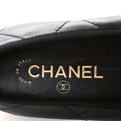 Chanel Lambskin Quilted CC Cambon Ballet Flats 36 Black White 8 of 10