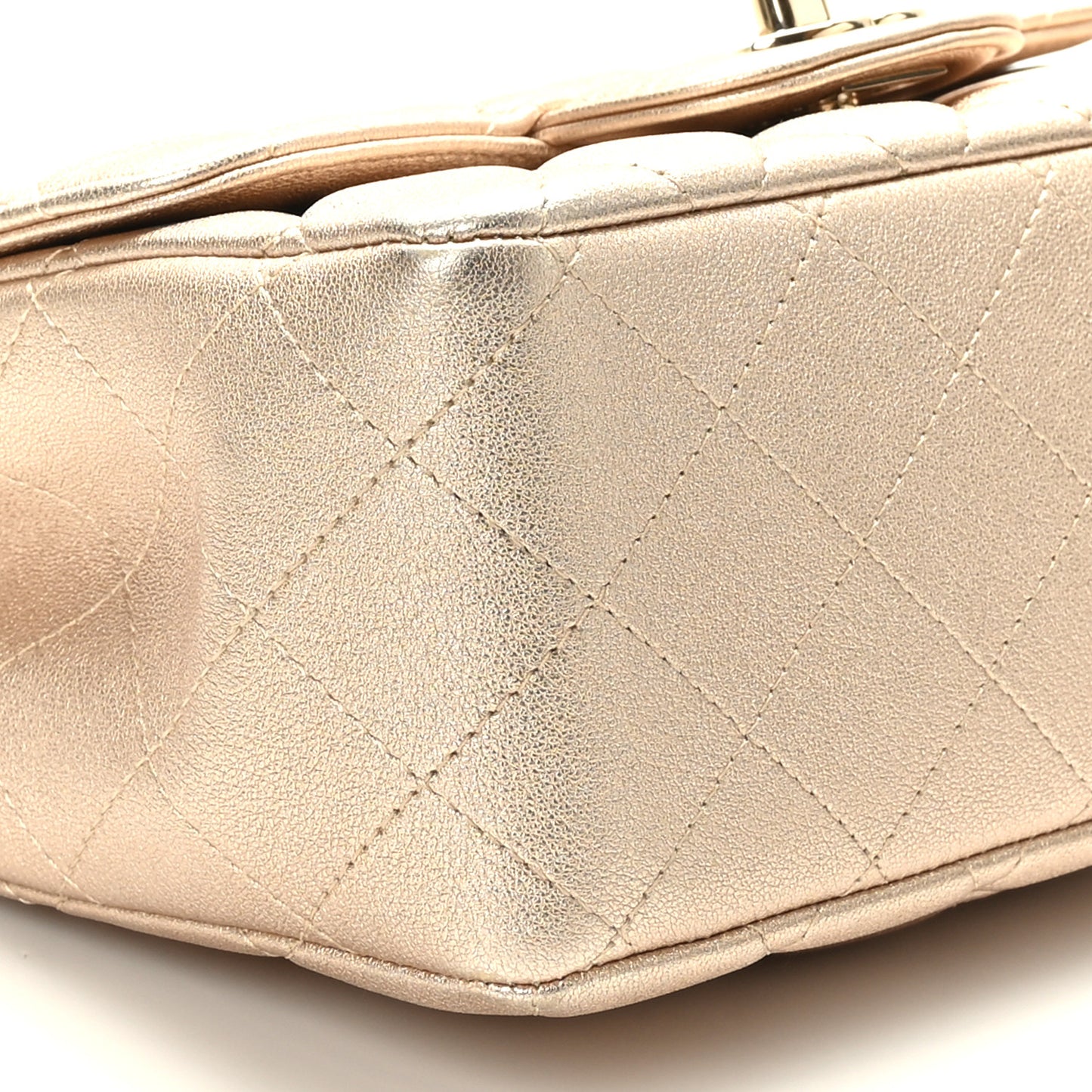 Metallic Lambskin Quilted Mini Square Flap Gold